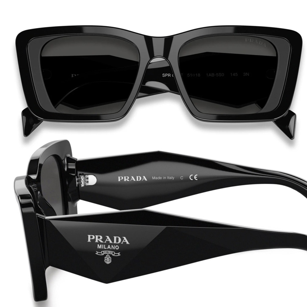 Authentic PRADA Black Rectangular Sunglasses